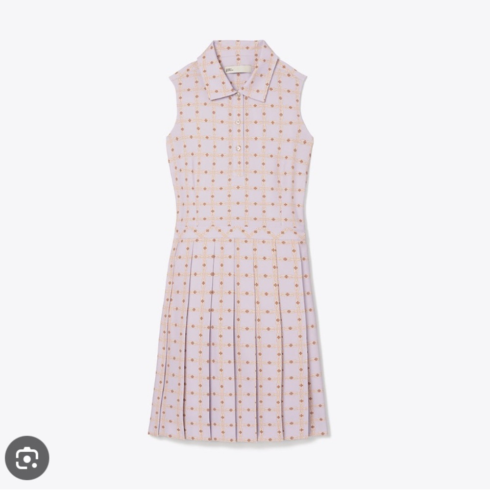 Tory Burch tory sport printed performance pleated golf dress lavend chain